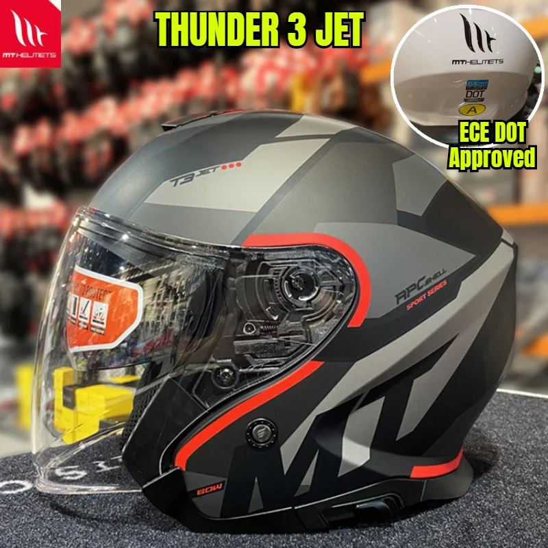 

MT Motorcycle Helmet Motorbike Thunder 3 Double Visors 3/4 Open Face Helmet Men Women Racing Casco Moto ECE DOT Approved