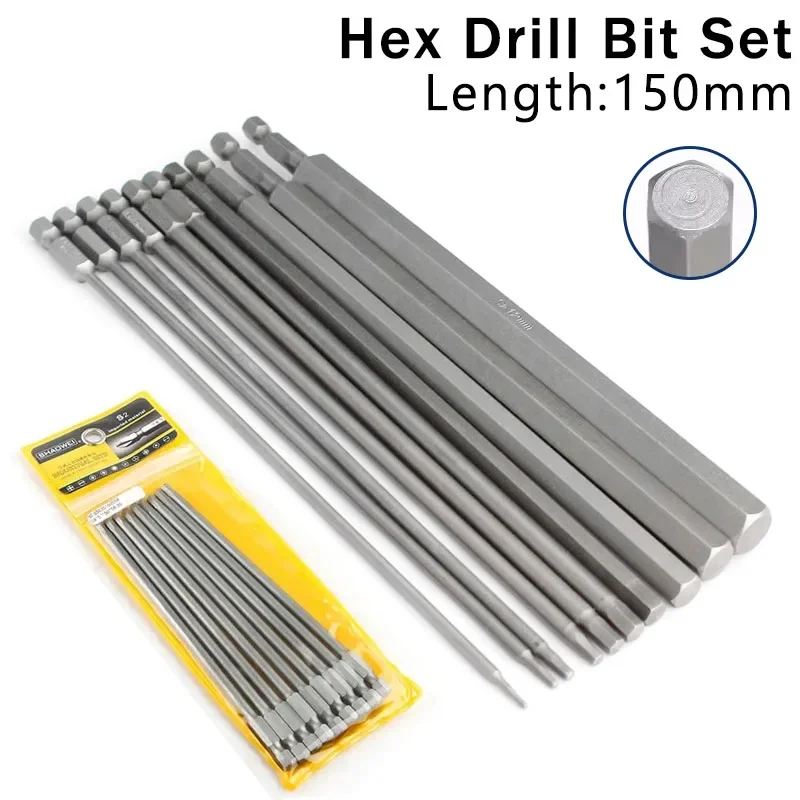 

Bit Steel 8/10Pcs Hex Quick 150mm Set Bit Premium Shank Magnetic Bit Release S2 Wrench Head Drill Set Drill Allen Screwdriver