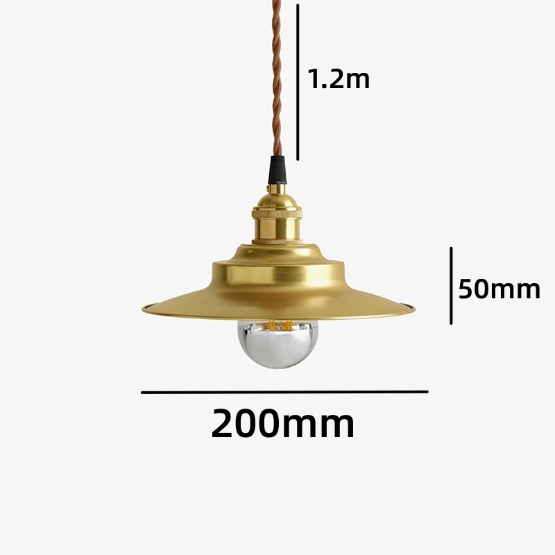 20CM Brass Pendant Lights for Dinning Living room Loft Industrial kitchen pendant lighting with copper Lampshade fabric wire