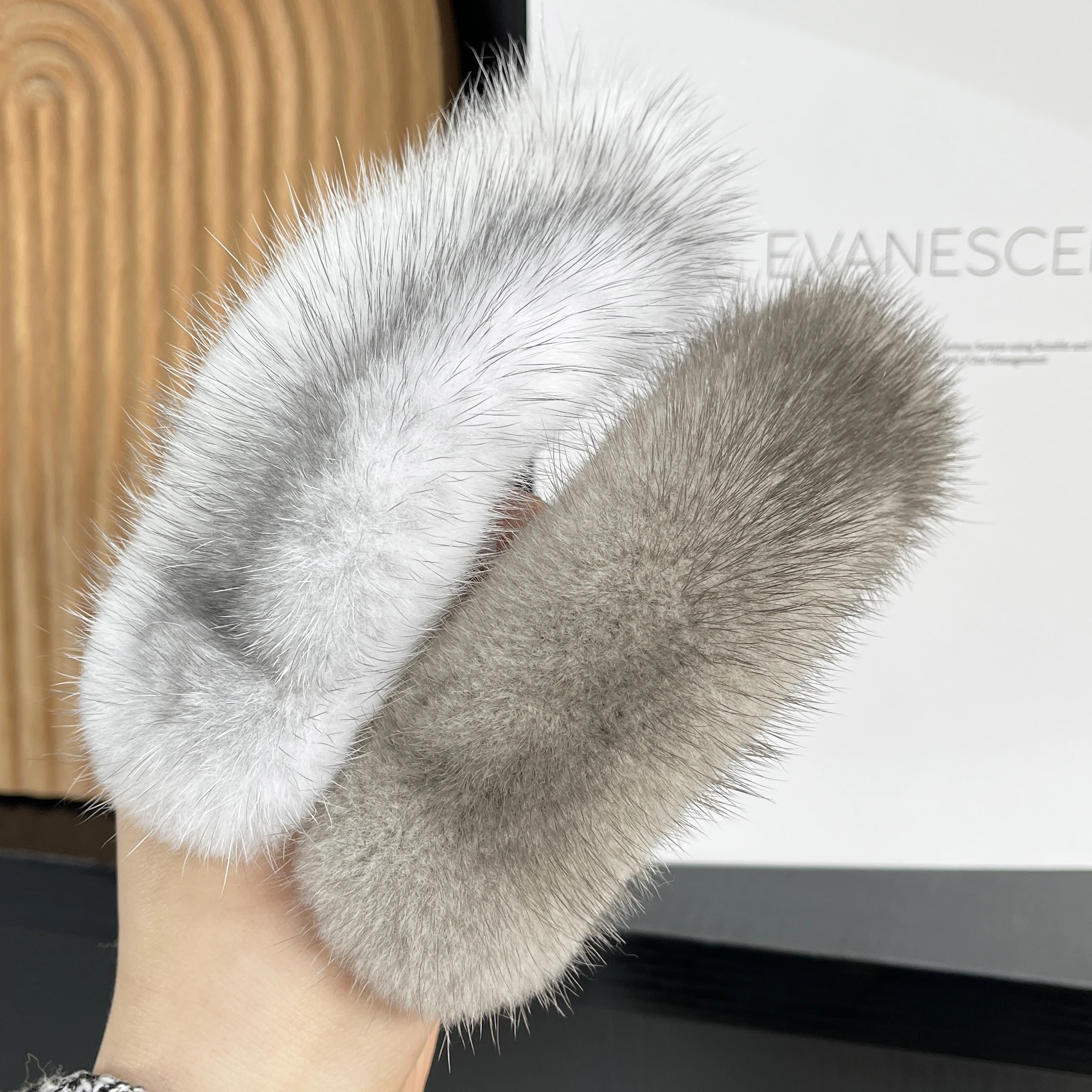 14cm Real Mink Fur Hair Clip Large Size Hairpin Barrettes For Women Girls Ponytail Temperament Clamps Hair Accessories