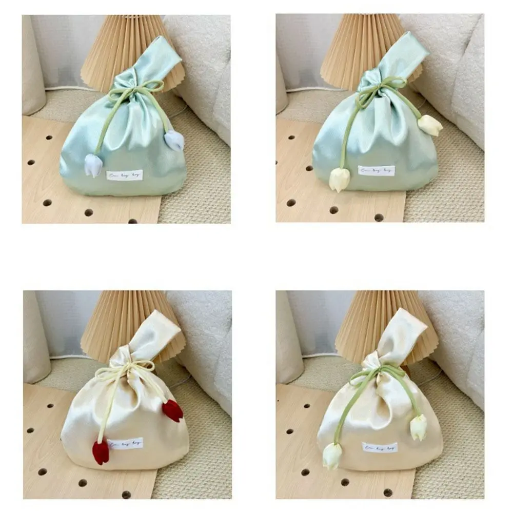 Vest Shape Tulip Wrist Bag Tope Handle Large Capacity Wedding Beauty Bag New Chinese Style Silk cloth Goddess Day Gift Bag Party