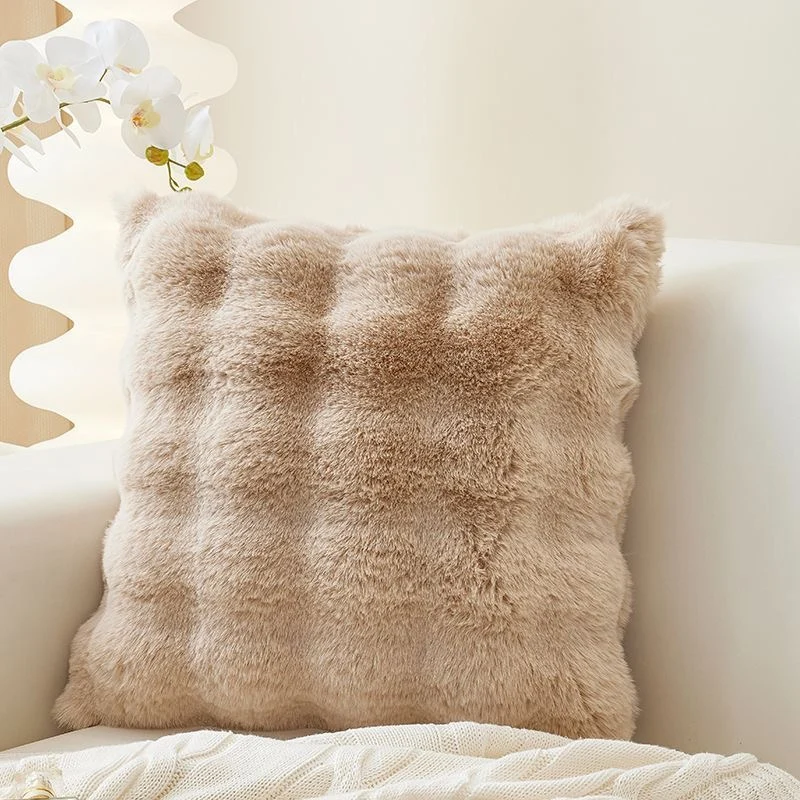 Solid color thick plush cushion simple pillow