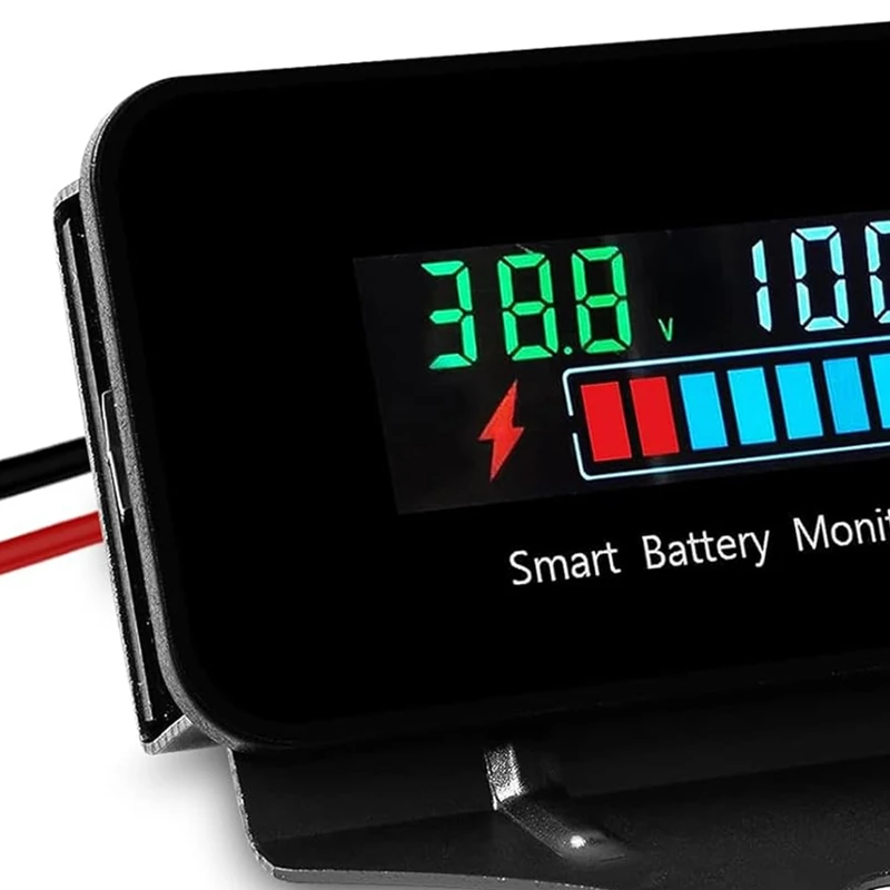 IPX7 Waterproof Battery Monitor with Bracket 7-100V,Car Motorcycle Golf Cart Battery Meter Buzzer Alarm & Temperature-DTB1