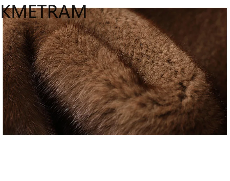 KMETRAM 100% سترة نسائية فاخرة من فرو المنك بالكامل برقبة على شكل حرف v قصيرة معطف فرو منك حقيقي شتاء جديد في ملابس خارجية ملابس نسائية 2025