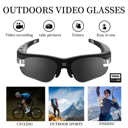 Imagen 2 del producto Gafas inteligentes 4K HD FPV, cámara WIFI, grabación de vídeo de 1080P, Mini cámara corporal inalámbrica, Vlogging POV, deportes de acción, motocicleta y ciclismo