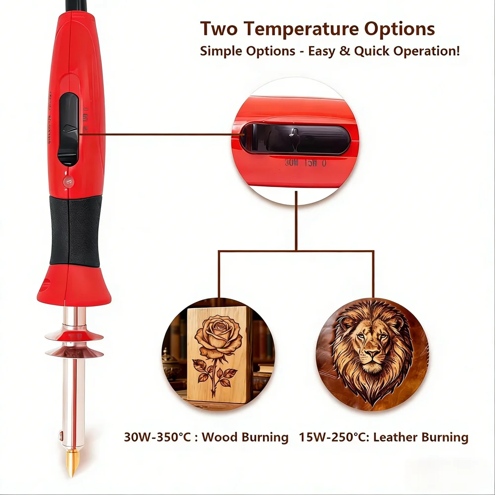 

For DIY Crafts Pyrography Kit User Friendly Power Switch Wood Burning Tool Engraving Pen Adjustable Temperature