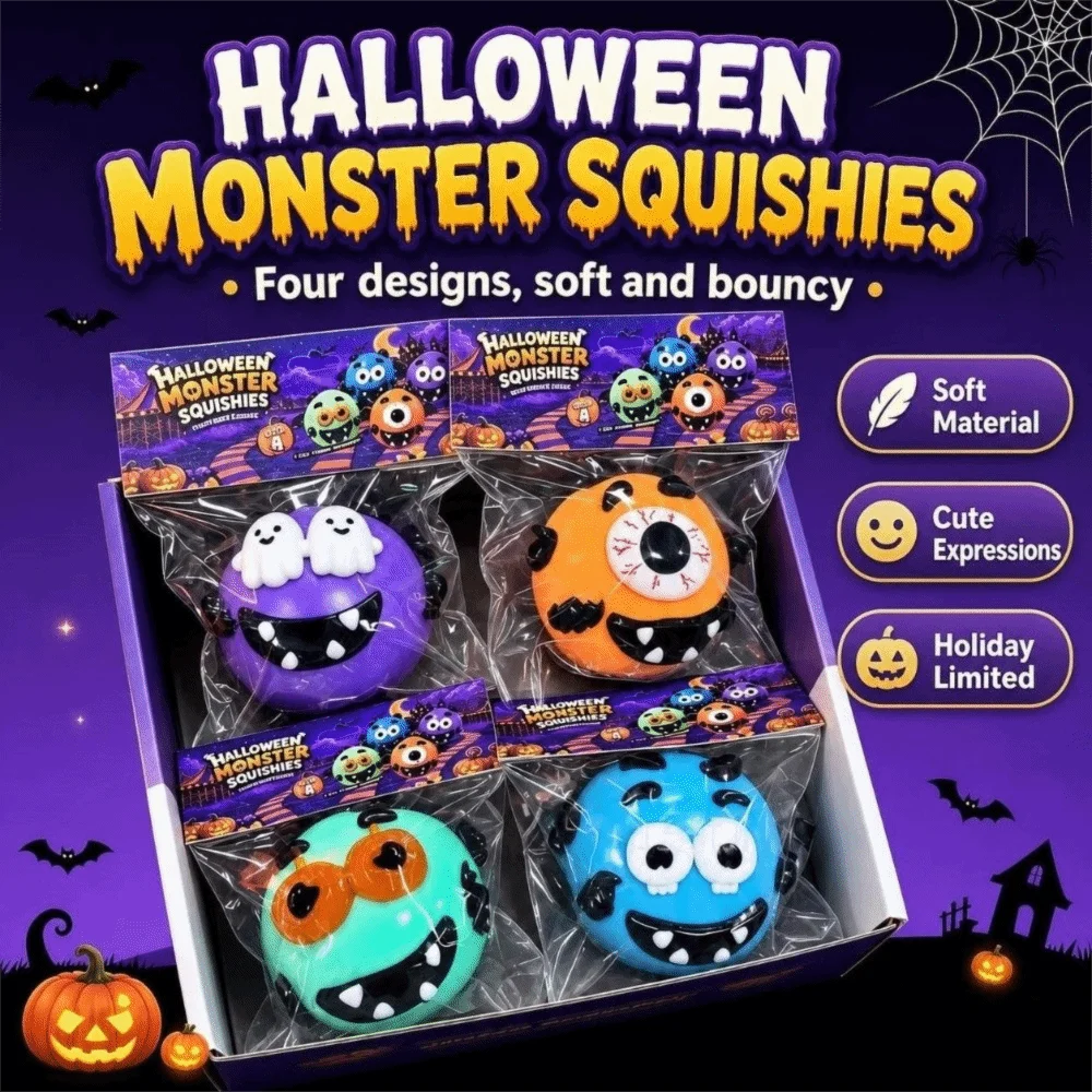Halloween Theme Squishy Curiosities Ultra-Soft Stress Relief Quirky Sensory Fidget Toy Slow Rising Dog Face Swap Squishy