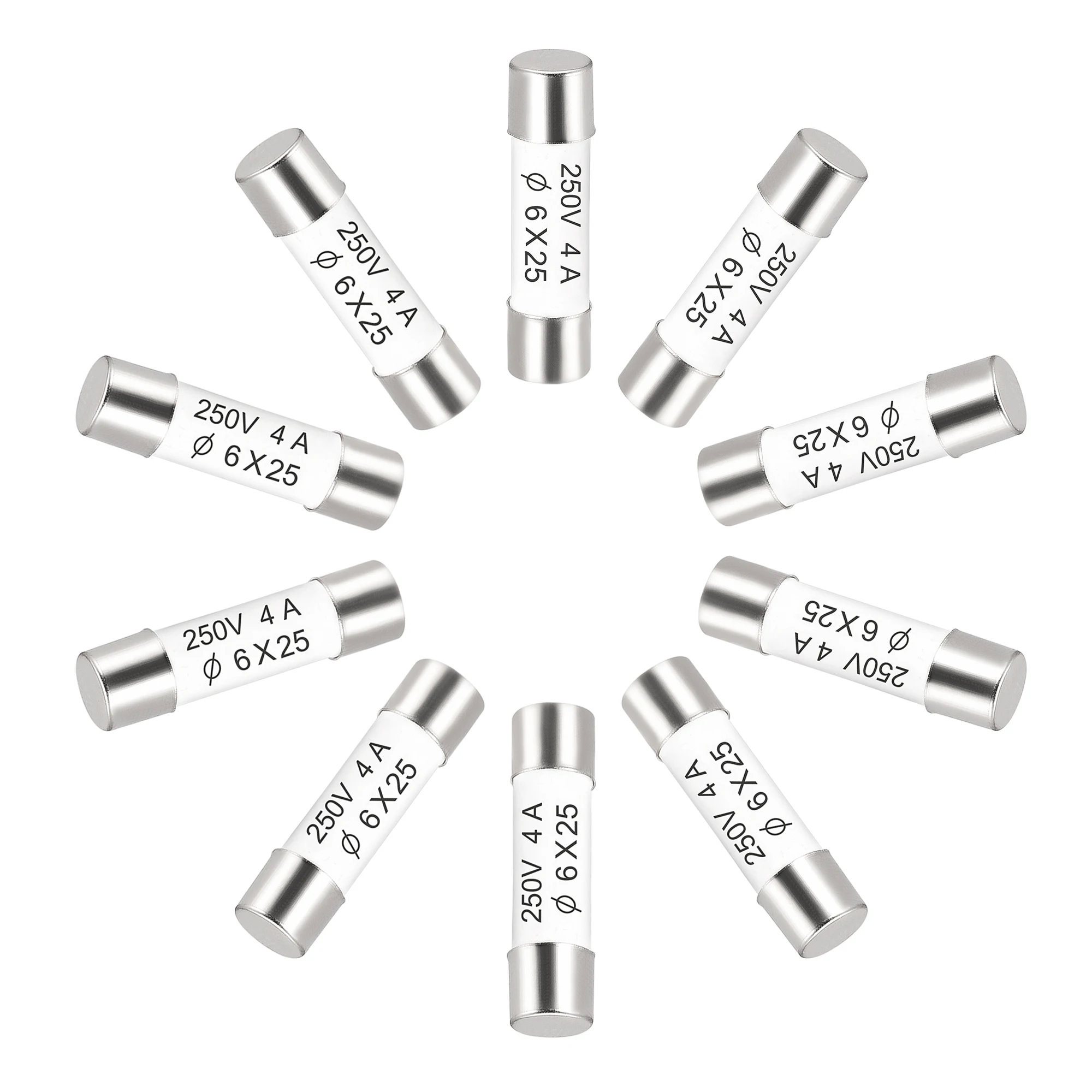 10 pz 250V 6x25mm fusibili per tubi a soffiaggio rapido 0.5A 1A 2A 4A 6A 8A 15A 16A 25A Amp fusibili a cartuccia ceramica fusibili per lampada a risparmio energetico