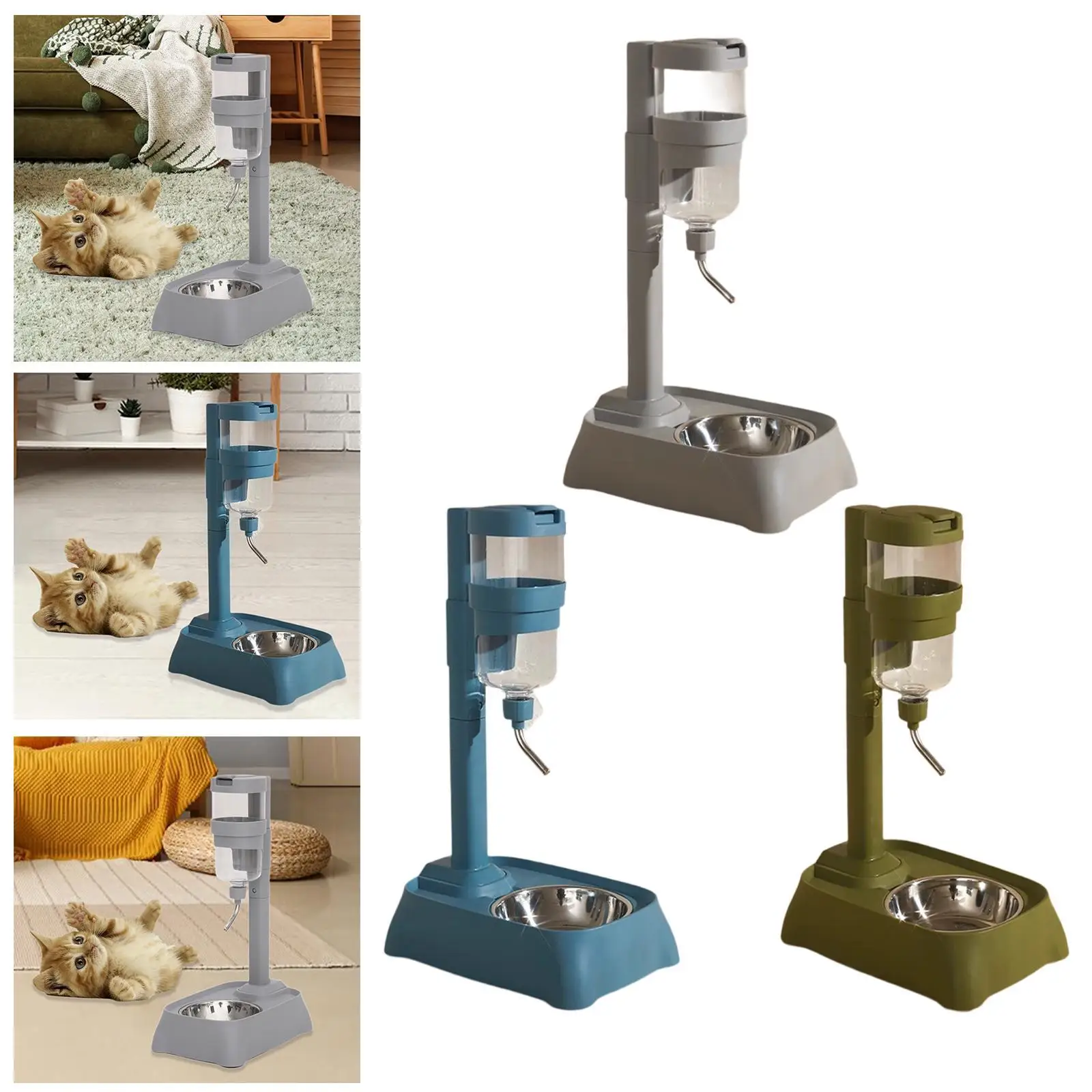 Pet Automatic Water Drinker Water Bottle Stand Cat Dog Bowl Automatic Food Feeder for Small Animal