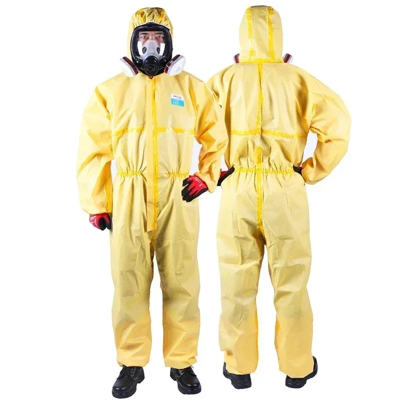 NONE Einteiliger Schutz für chemische Schutzkleidung, Arbeitsoverall für gefährliche chemische Flüssigkeit, Schwefelsäure und alkalibeständiger Schutz 3