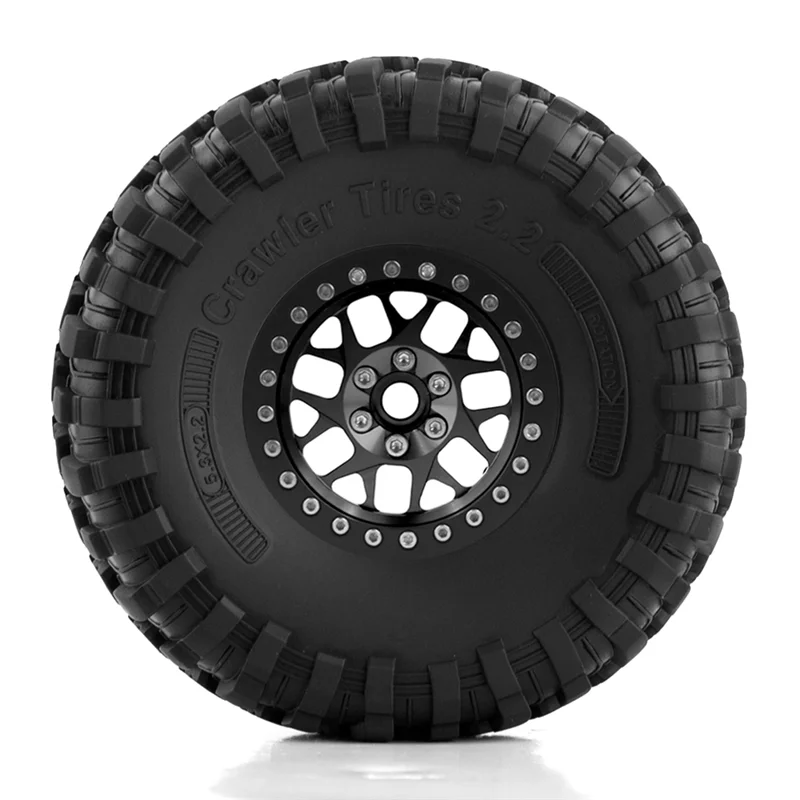 4Pcs 135mm Metal 2.2inch Beadlock Wheel Rim Tire for 1/8 1/10 RC Crawler Car Axial SCX10 Wraith RR10 Capra Traxxas TRX4