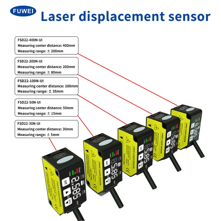 FSD22-30N-UI 4-20mA0-5V high precision digital measuring thickness flatness display laser displacement distance measuring sensor