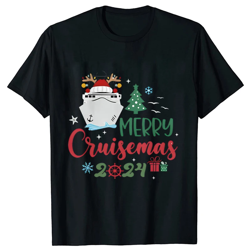 Funny Christmas Cruise 2024 T-Shirt Matching Family Party Cruise Crew Squad Tshirt for Family Xmas Ship Adult Child Shirt