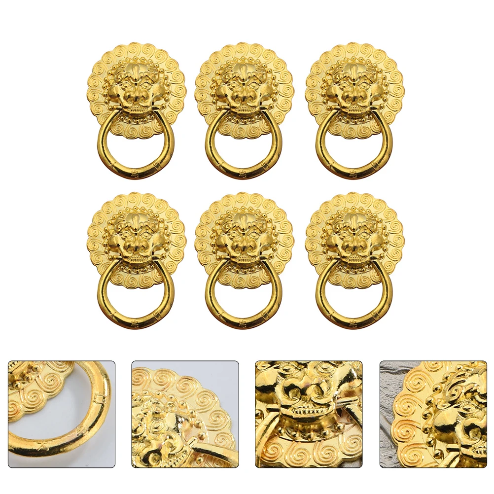 

6 Pcs Lion Head H Vintage Furniture Pulls Zinc Alloy Door Knob Drawer Hardware Cabinet Installation Tools Retro Home