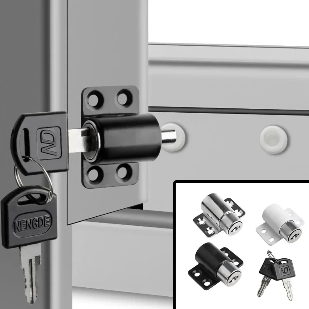 Pátio Sliding Door Lock Bolt com chave, liga de alumínio, Security Catch, Easy Install Frame, Security Protection