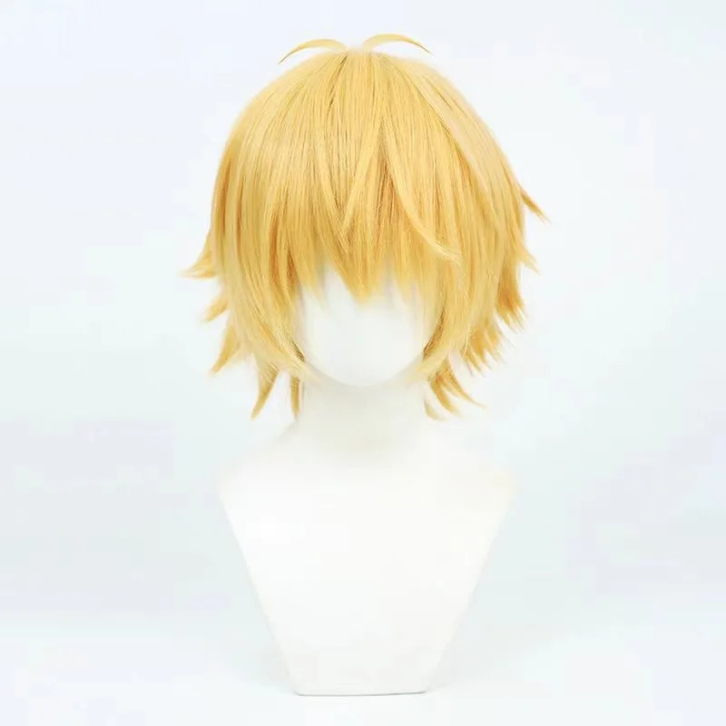 1 sztuka żółta, krótka, potargana peruka do cosplayu Chainsaw Man w stylu anime