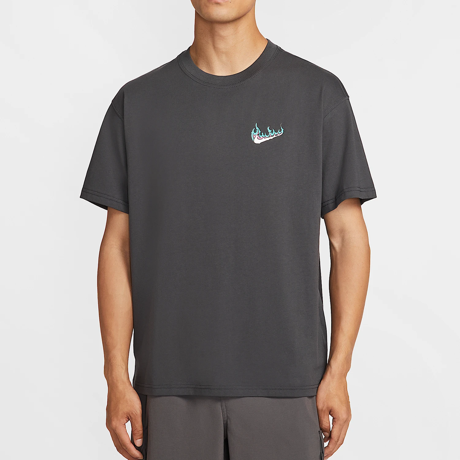 Nike genuine summer men's knitted casual printed loose shoulder short sleeved shirt HQ9257-060