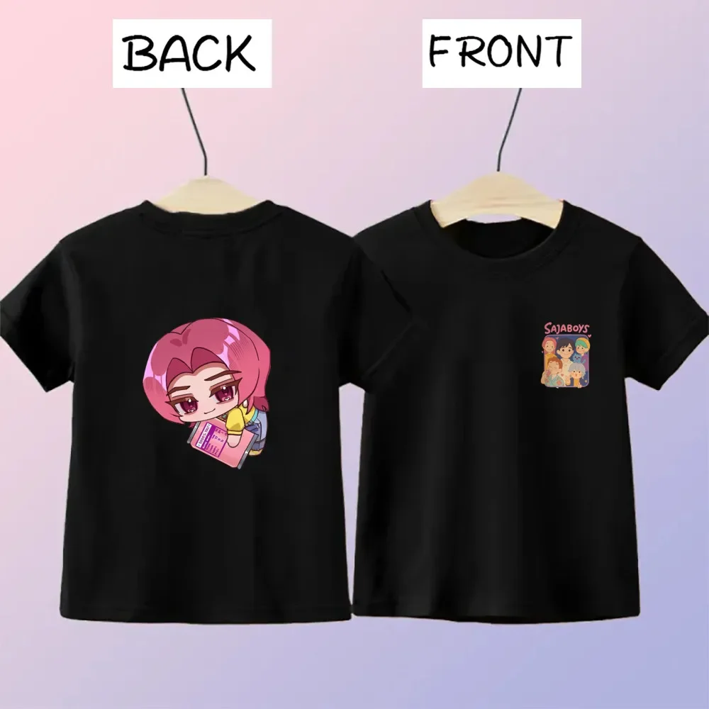 

Детская футболка с двусторонним принтом KPop Devil Hunter Saja Boys, детский летний топ с короткими рукавами и принтом, подарок