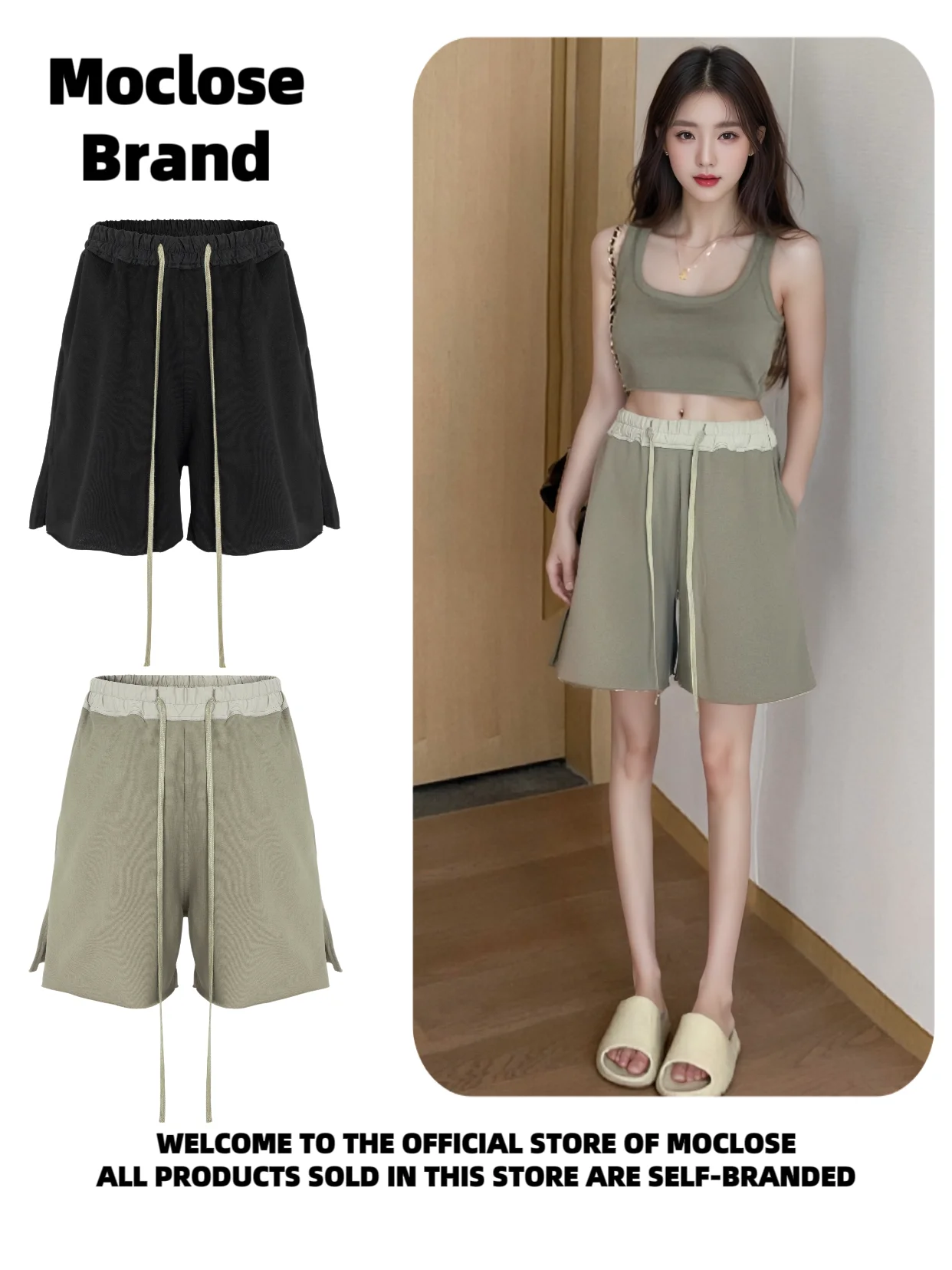 Moclose American Street Sle Puro cotone da corsa uomo donna casual sciolto lunghezza cinque quarti con orlo sfilacciato