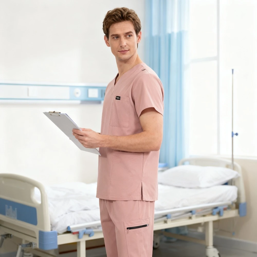 Women's Short Sleeve Scrub Suit - Uniform for Operating Room, Skin Care Clinic & Nursing Duty, Isolation Garment