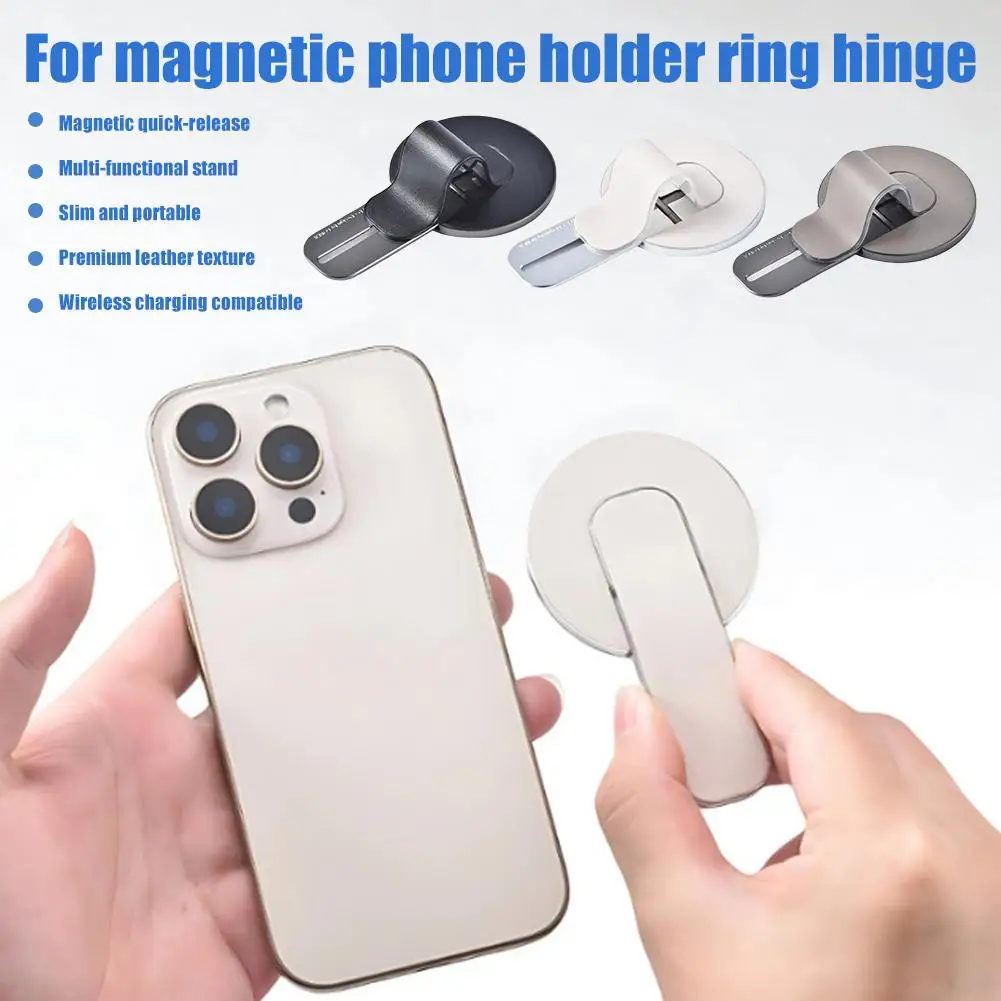 Magnetyczny uchwyt na telefon do MagSafe, składany skórzany wspornik, odłączany uchwyt z funkcją podstawki do iPhone'a, przenośny uchwyt mocujący. — zdjęcie produktu 2