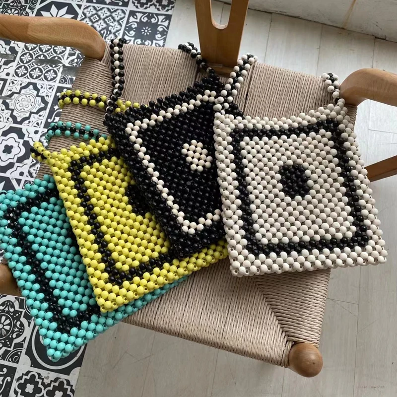 

Ins Retro Versatile Wooden Beaded Bag Beaded Ethnic Minority Large Capacity Holiday Messenger Handbag Fashion Crossbody Bag