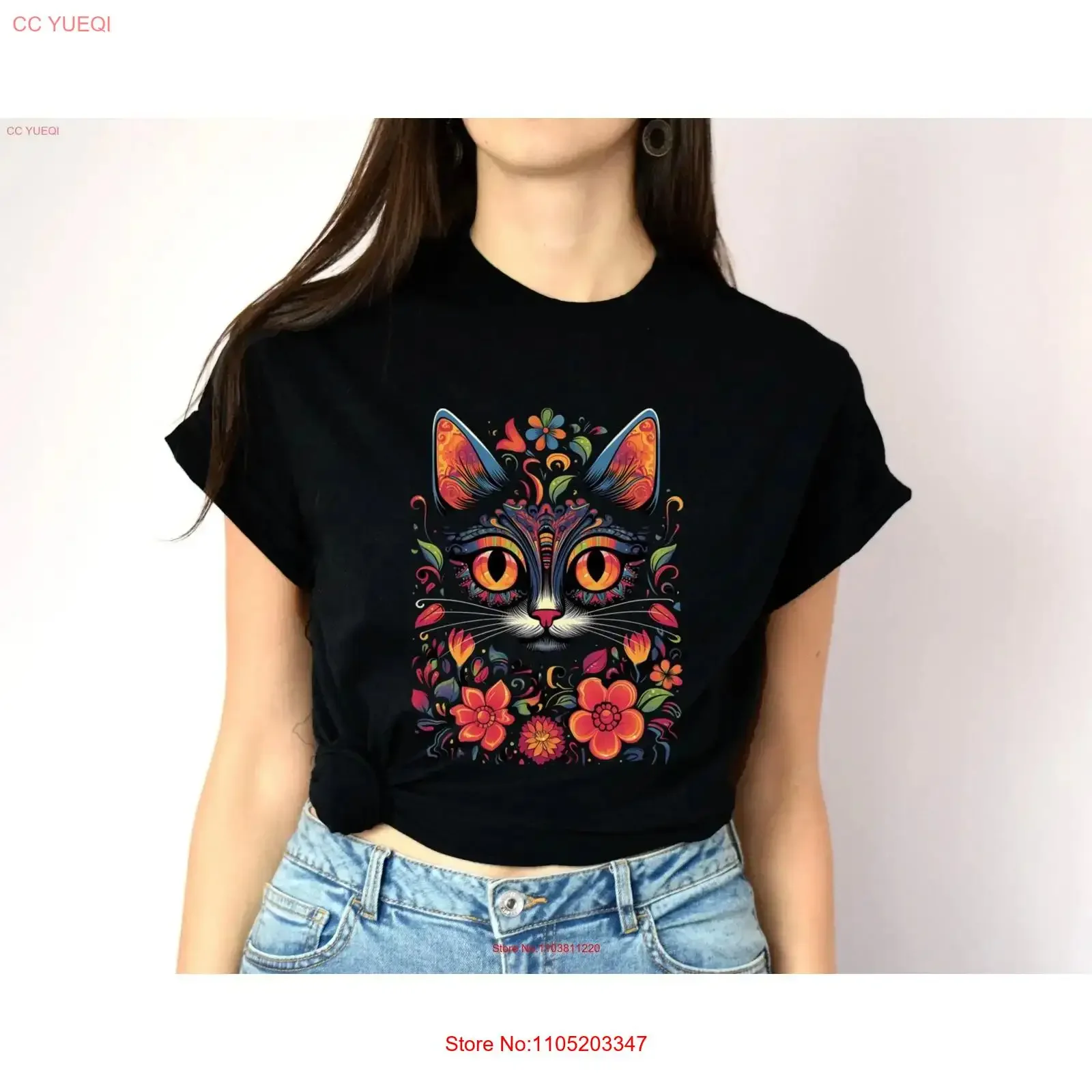 

Mexican alebrije style caT T Shirt vintage Washed Versatile Casual Comfortable designer clothes Slightly Unisex fashion homme