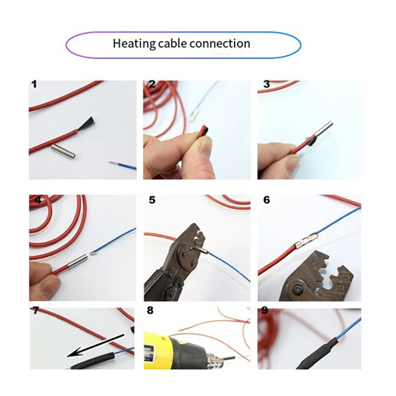 ABSE-12K HEAT 50M 12K 33Ω/M Carbon Fiber Heating Cable 3MM Floor Warming Wire High Temperature Silicone Heating Cable Easy To Us