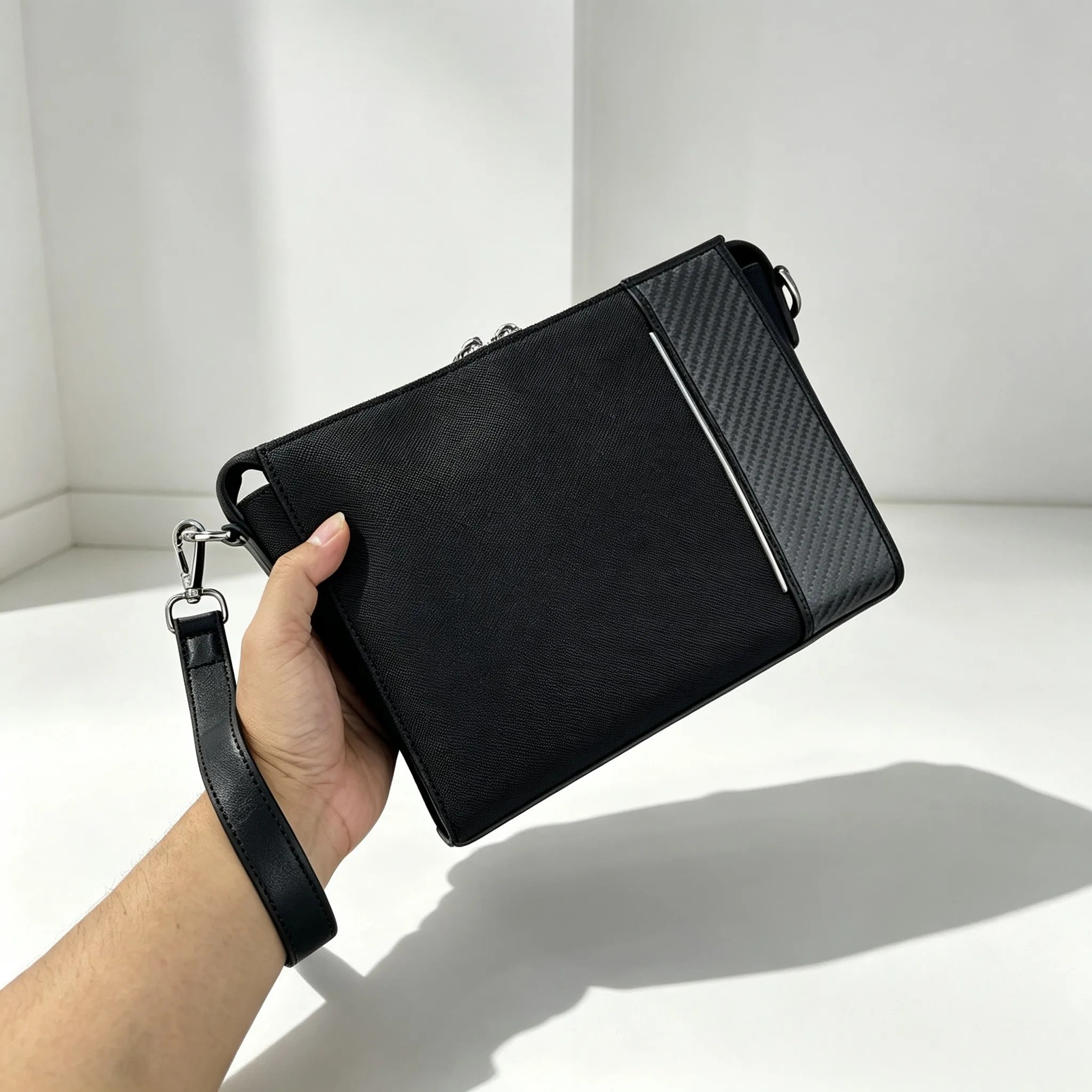 Men’s Multi-use Crossbody Shoulder Bag, Business Casual Handheld Wrist Strap Pouch for Daily Commuting view 6