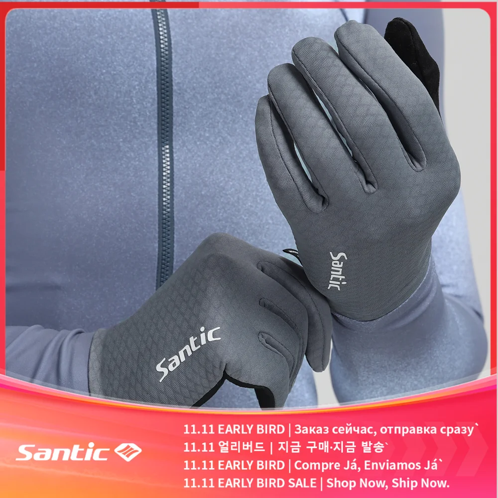 Santic Cycling Gloves Keep Warm Winter Road Mountain Bike Lightweight Warm Long Finger Gloves Unisex Style TZ25P223