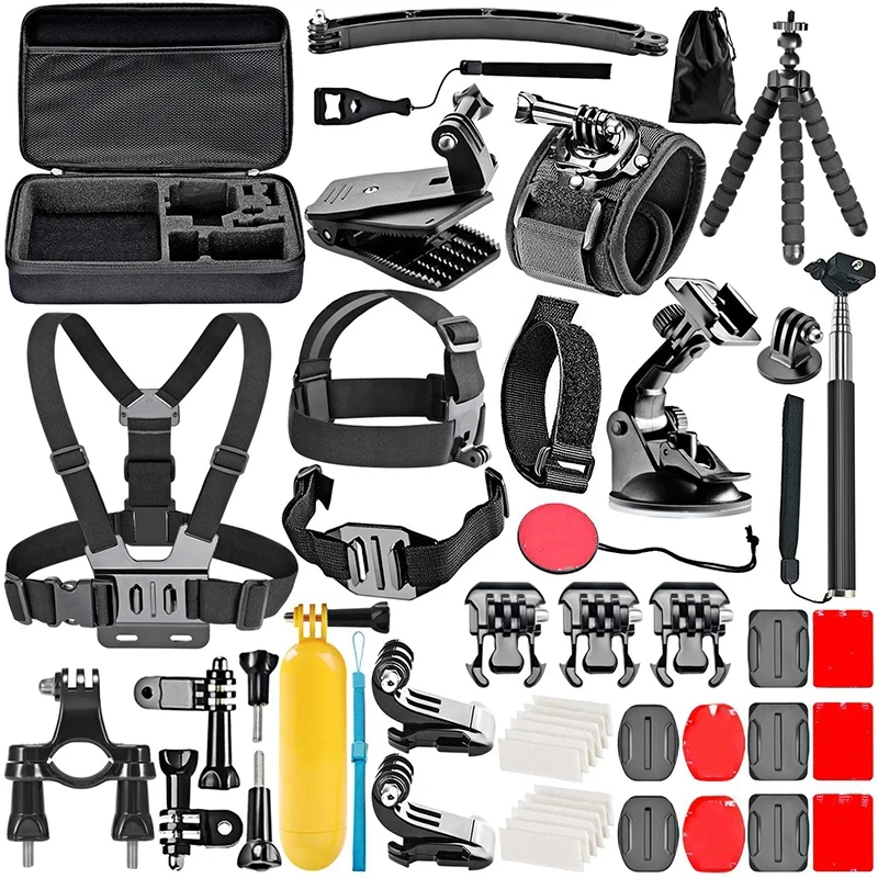 

50 in 1 Sports Camera Accessories Kit Selfie Stick Storage bag Head Strap Chest Set For Gopro SJCAM Xiaomi Yi Dji Osmo Action