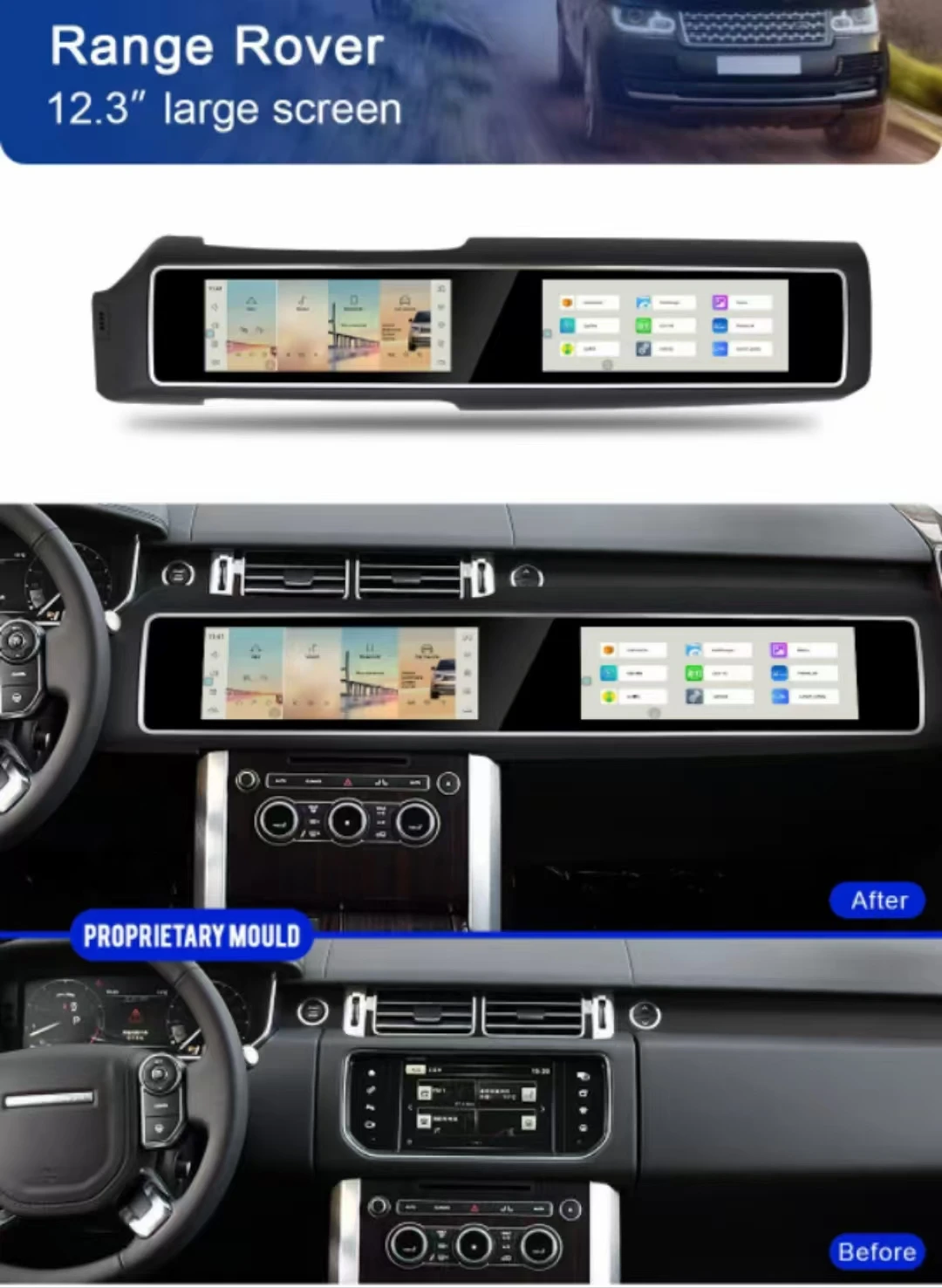 For Land Rover Range Rover Sport L494 2013-2017 Three-Screen Android 15 Car Radio Carplay Video DSP Interaction Auto Player Unit