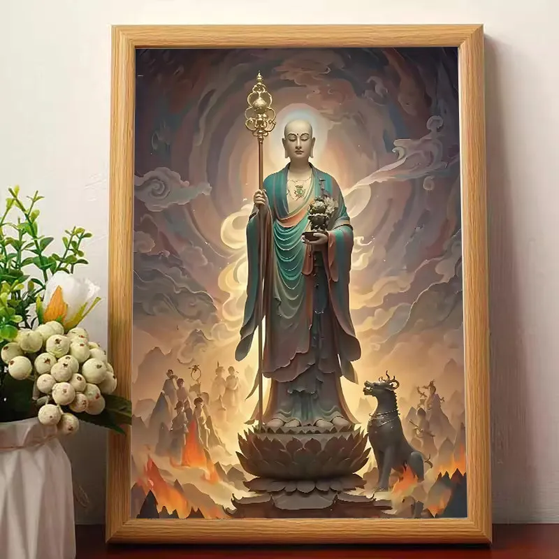 

Cz jiuhua mountain buddha statue for home worship and friendship high-definition portrait king ornaments painting