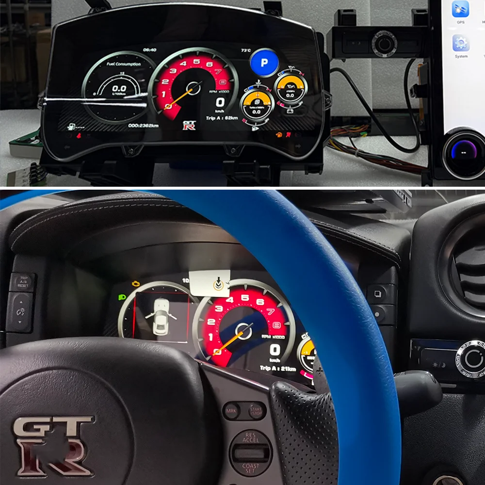 

Car LCD Dashboard Digital Cluster For Nissan GTR GT-R 2009-2017 Instrument Panel Speedometer Odometer Meter Headunit Auto Radio