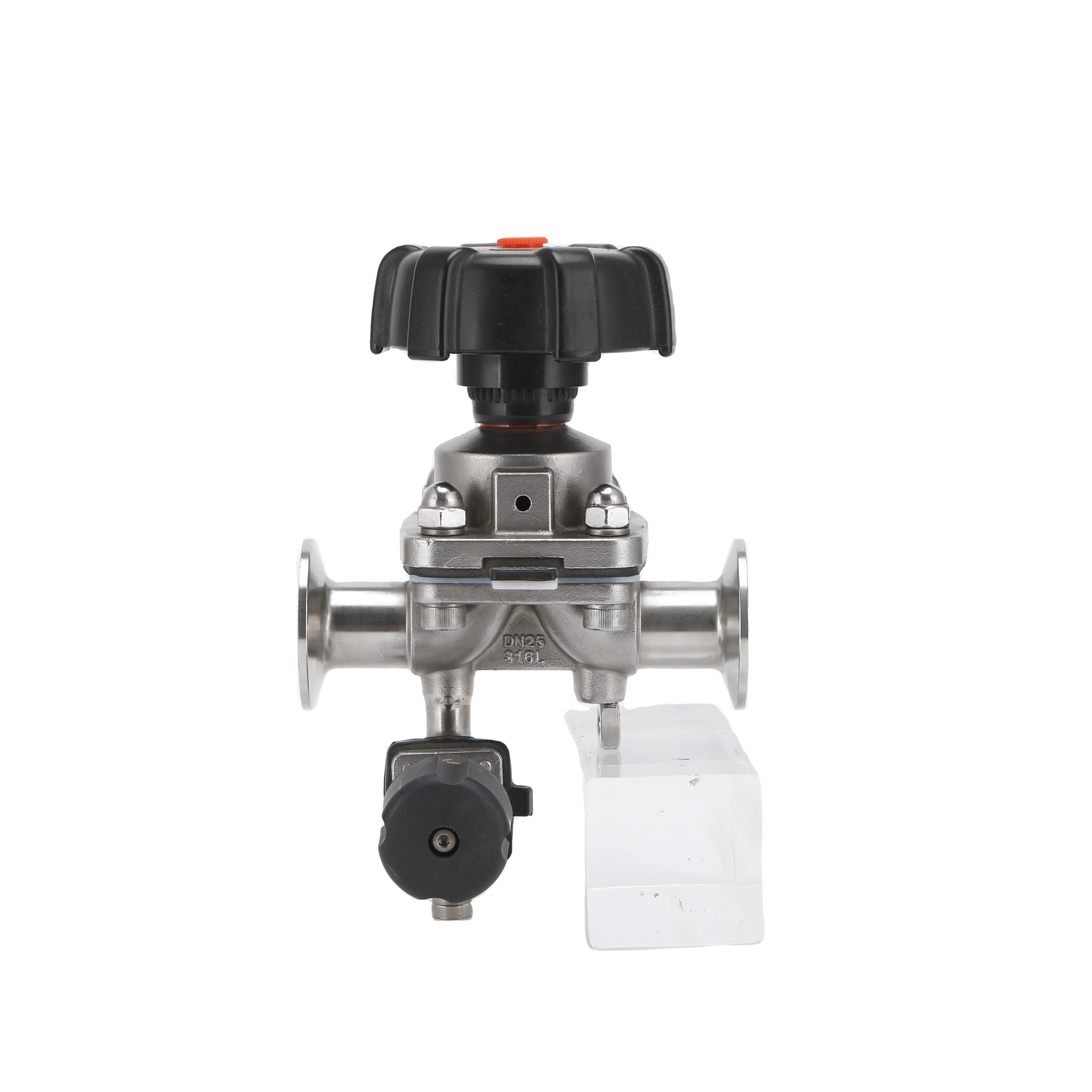 OEM Customizable Stainless Steel 316L Sanitary Grade Double Aseptic Diaphragm Valve with Manual Operation for Water Control
