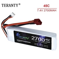 2700mAh 2S 7.4V 45C Lipo Battery With T Plug For RC FPV Drone Quadcopter Helicopter Airplane Racing Car RC Racer XT60 Connector