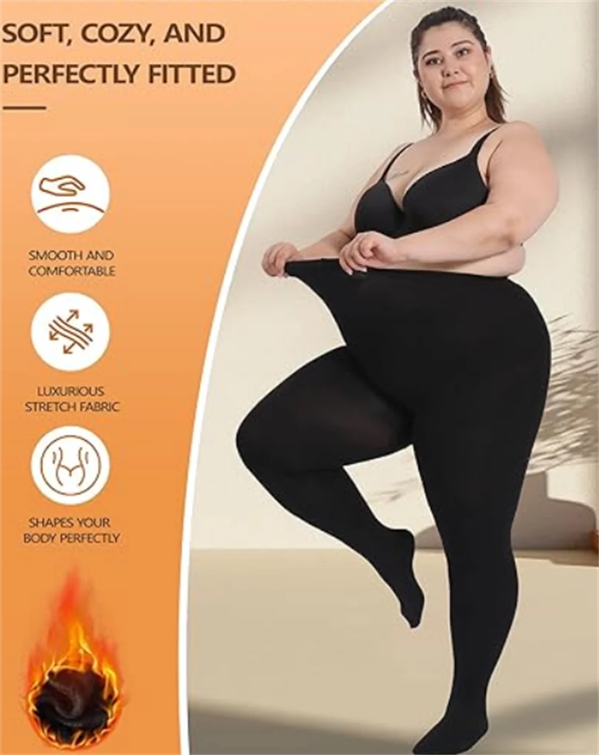 Plus Size Heavy High Waist Fleece Lined Leggings Super Warm Thicken  Pants Winter Oversized  Pantyhose Tight