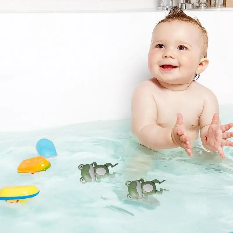 2024 New Baby Bath Toys Water-playing Frog Toy Bathroom Wind-up Clockwork Small Frogs swimming And Floating Bathroom Bath Toys