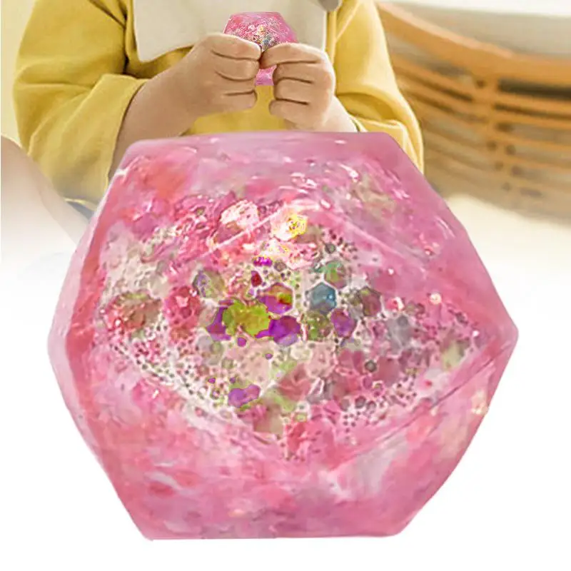 Balle Transparente Anti-Stress pour Adultes et Enfants, Jouet Sensoriel Apaisant pour les Doigts, Cube TPR Doux, Fidget pour Salle d'Irritation, Faveur de ixd'Anniversaire