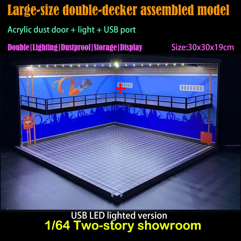 1/64 1/18 1/24 1/32 1/43 Scale Car Garage Diorama Models Set Scene LED Parking Lot Model for Matchbox Hot Wheels Collection