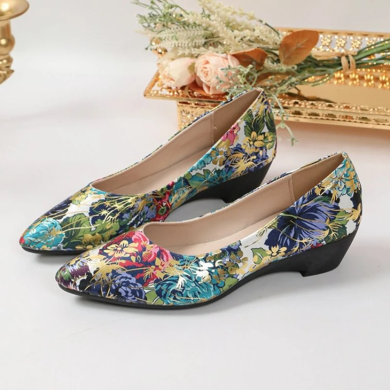 Frühling Herbst Druckdesign Spitze Damen Mid-Heel Einzelschuhe 2026 Mode Einfacher Stil Outdoor Freizeitschuhe für Damen – Detail 1