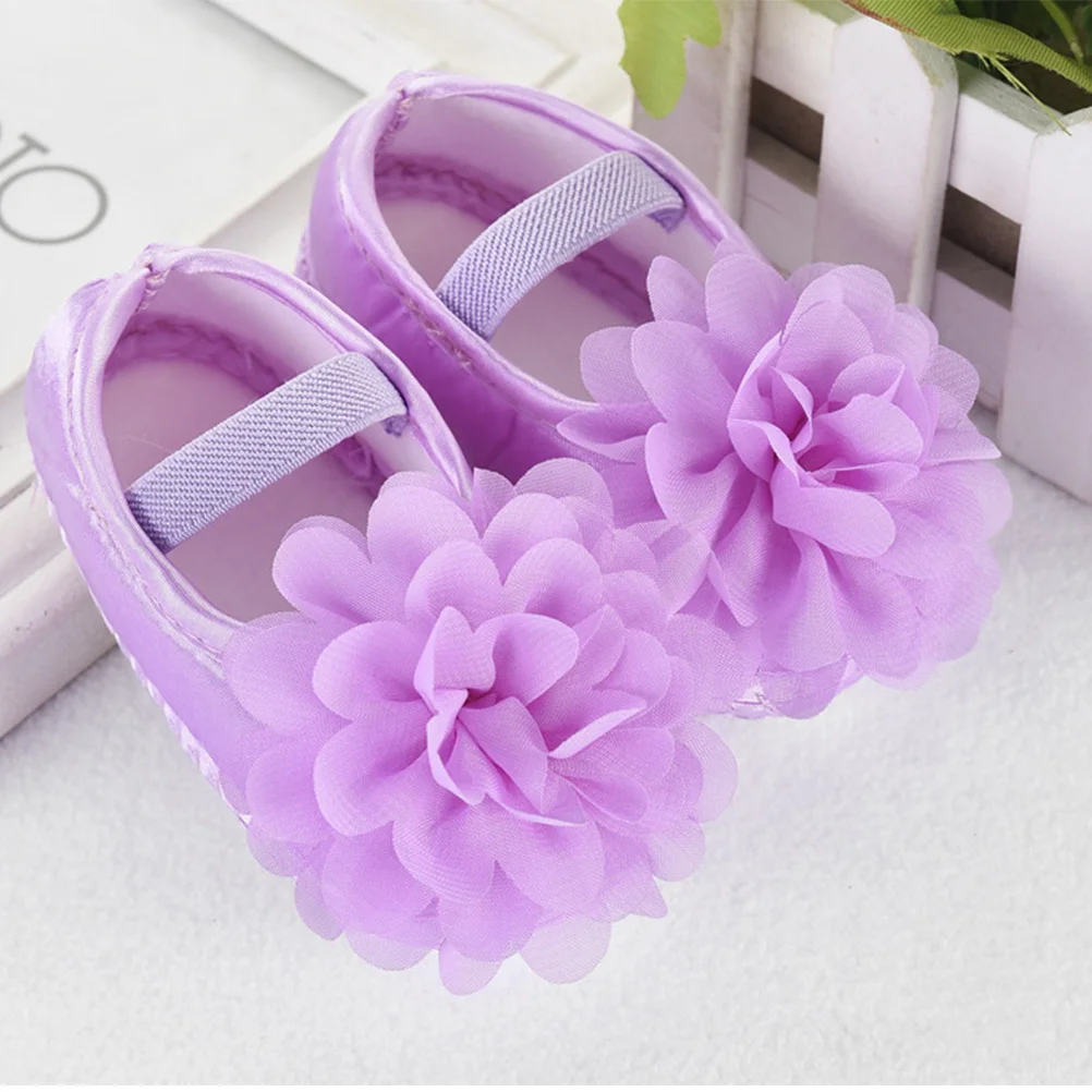 1 زوج طفل الفتيات أحذية الدانتيل سرير عدم الانزلاق وحيد الأرجواني الوليد طفل رضيع ربيع الخريف طفل الفتيات الأحذية وحيد