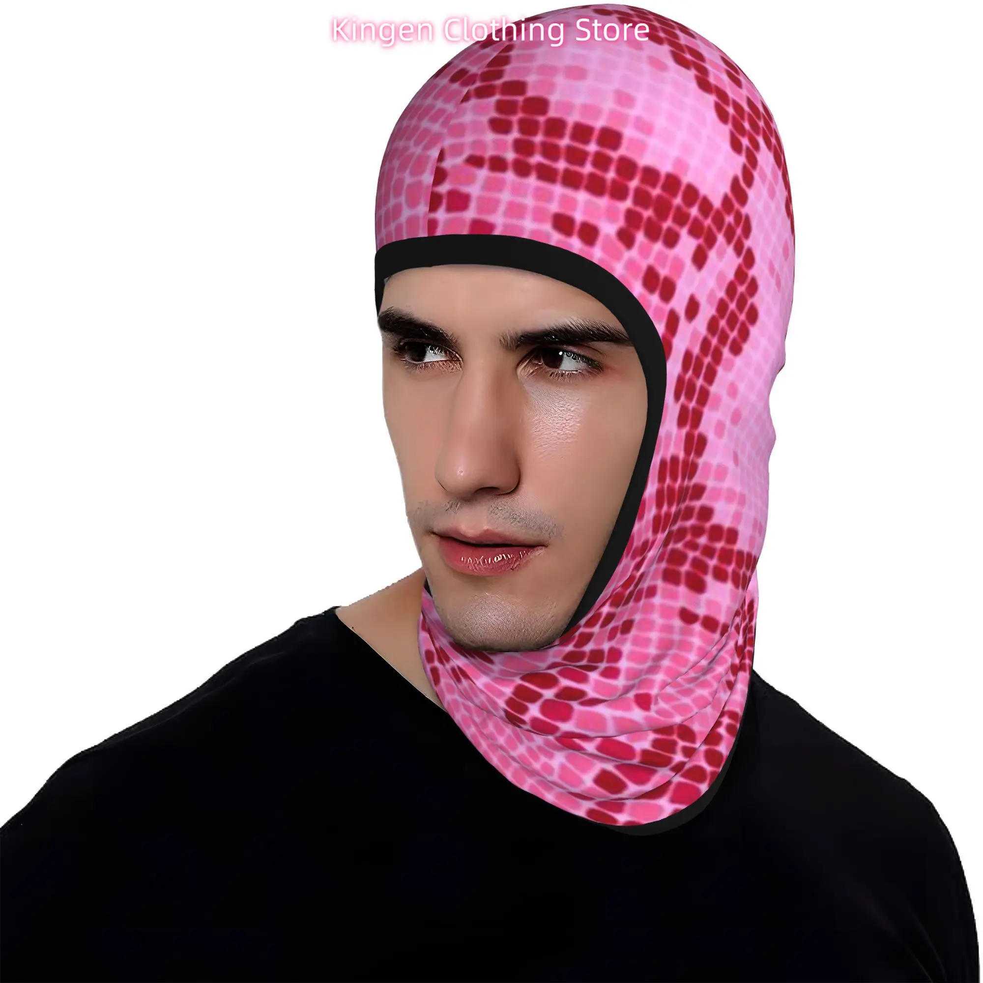 1pc Pink Snake Skin Seamless Pattern Neck Gaiter Breathable Windproof Dust-Proof Full Face Mask Suitable for Sports Cycling Hiki