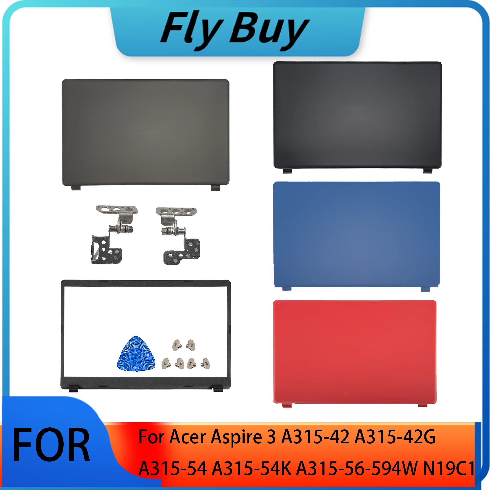 Cubierta trasera LCD para portátil/bisel frontal para Acer Aspire 3 A315-42 A315-42G A315-54 A315-54K A315-56-594W N19C1 bisagras para portátil de 15,6 pulgadas