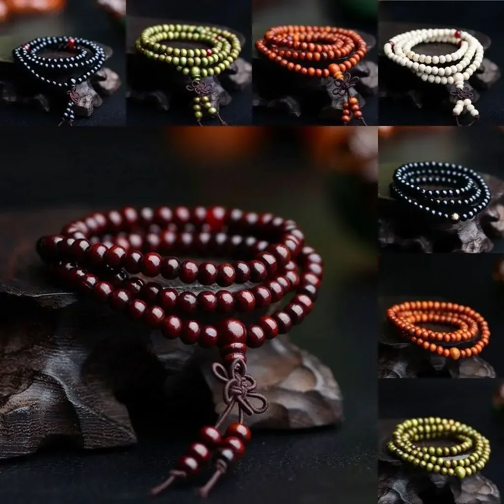 

9 Styles 6mm Natural Sandalwood Buddhist Buddha Wood Prayer Beaded Knot black ebony Unisex Men Bracelets & Bangles for Women