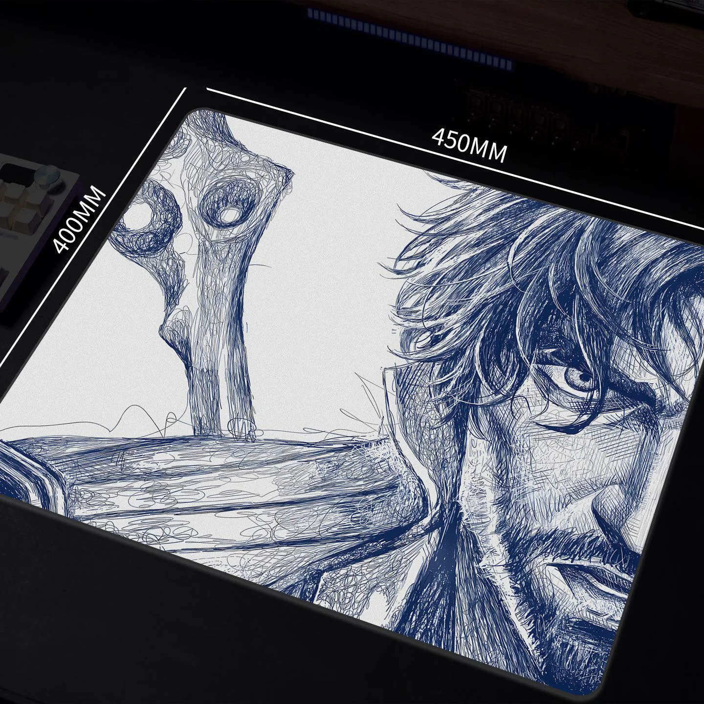 Anime Sketch Face Esports Photovoltaic Glass Mouse Pad Tempered Upgrade Smooth FPS Game & Office Specific Pc Laptop Desk Mat