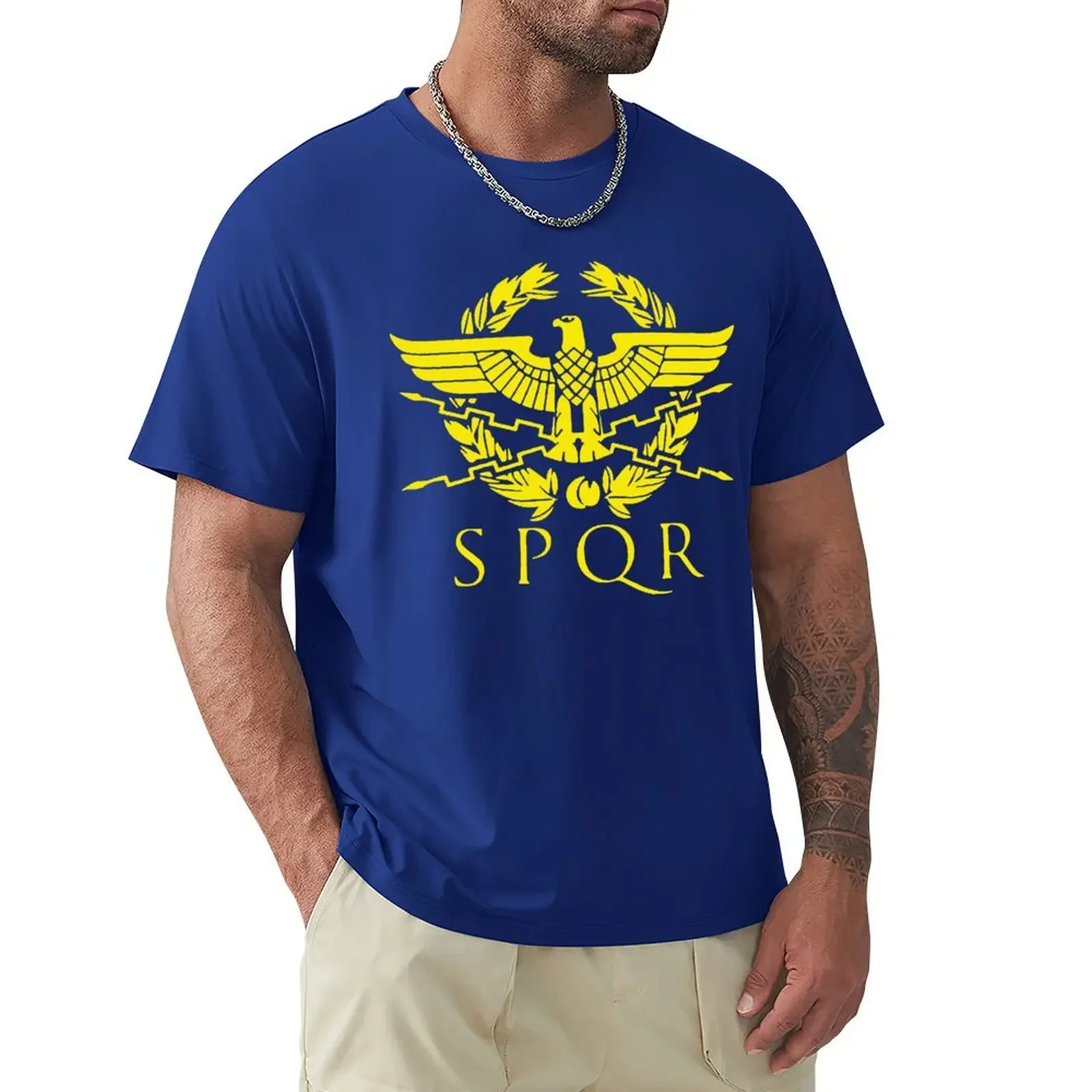 New Arrivals 2024 Vintage Spqr Eagle Rome Latin Cool Retro Red Print Men\'s Tee Shirt 100% Cotton Short Sleeve Tees