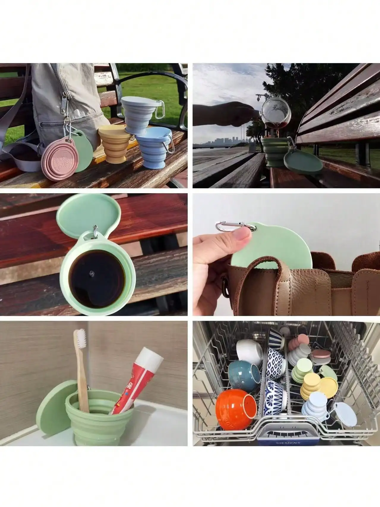 

6.09oz Outdoor Silicone Collapsible Cup With Carabiner, Creative Portable Retractable Cup For Rinsing, Suitable For Travel, Outdoor Sports, Foldable Rinse Cup With Lid And Cover, Leak-Proof Portable Collapsible Cup For Hiking, Camping