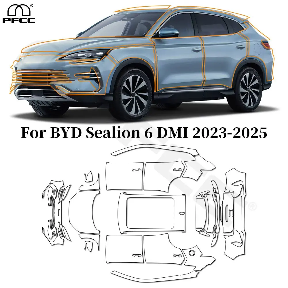 

Для BYD SEALION 6 DMI 2023-2025 Защитная пленка для краски из ТПУ, защита от царапин, прозрачный бюстгальтер для кузова автомобиля, предварительно вырезанный PPF, невидимый устойчивый чехол