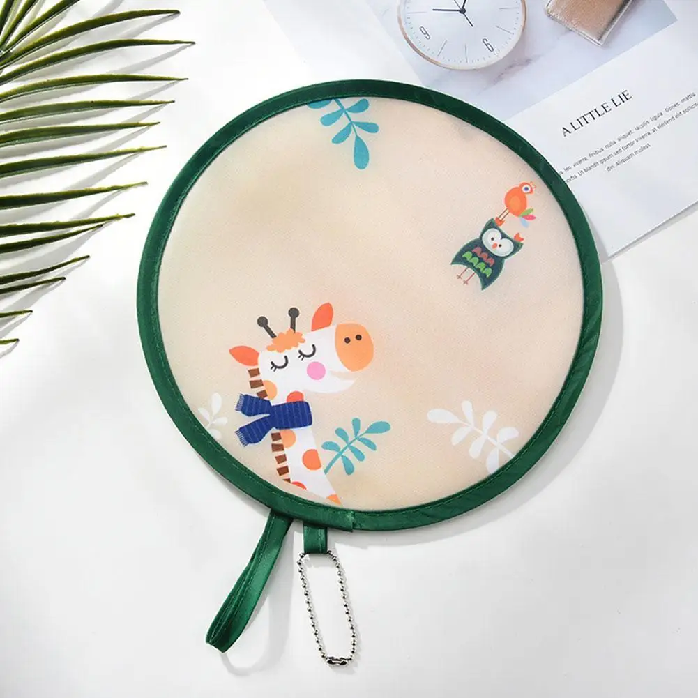 Mini Portable Folding Fan Portable Cartoon Pocket Cloth Creative Fans Embroidery Fan Foldable Fan Gift Silk Round Flower R6O0